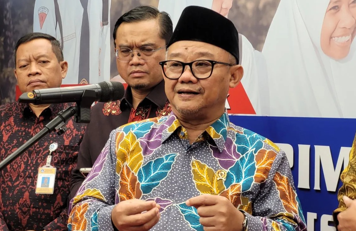Menteri Pendidikan Dasar dan Menengah (Mendikdasmen) Abdul Mu'ti dalam konferensi pers di Jakarta, Kamis (30/1/2025). (Sean Filo Muhamad)