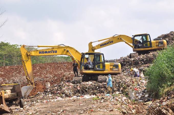 TPA CIKUNDUL: Kondisi TPA Cikundul di Kecamatan Lembursitu, Kota Sukabumi, belum lama ini. 