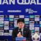 Pelatih timnas Jepang Hajime Moriyasu menjawab pertanyaan pewarta pada jumpa pers setelah pertandingan kualifikasi Piala Dunia 2026 zona Asia melawan Indonesia di Stadion Utama Gelora Bung Karno, Jakarta, Jumat (15/11/2024).