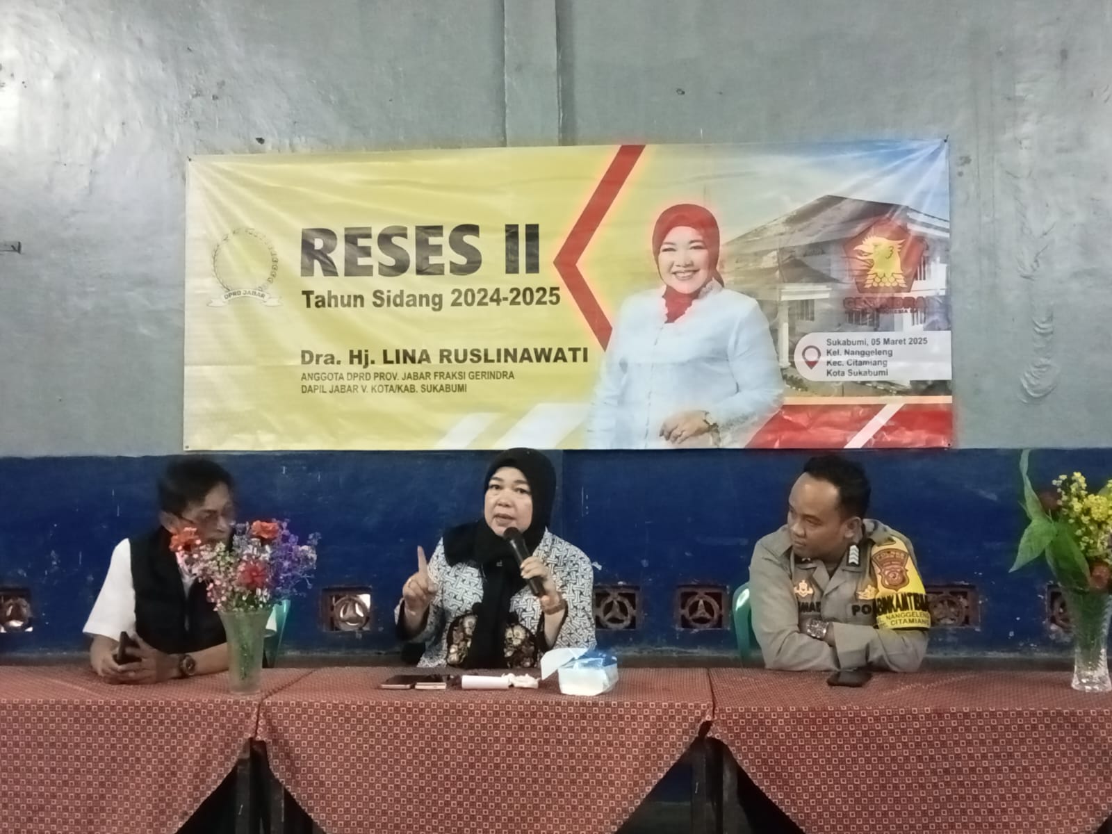 Anggota Dewan Perwakilan Rakyat Daerah (DPRD) Provinsi Jawa Barat Fraksi Gerindra, Dra. Hj. Lina Ruslinawati, kembali melaksanakan Reses ke II Tahun Sidang 2024-2025.