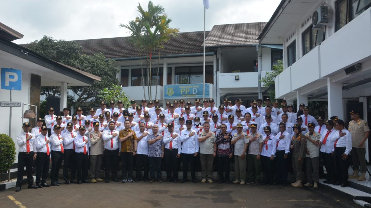 APEL: peserta Diklat Pembentukan Penyidik Pegawai Negeri Sipil (PPNS) Gelombang I dan II saat melakukan kunjungan kerja di Balai Kota Sukabumi, Kamis (13/3).(FT: IST )