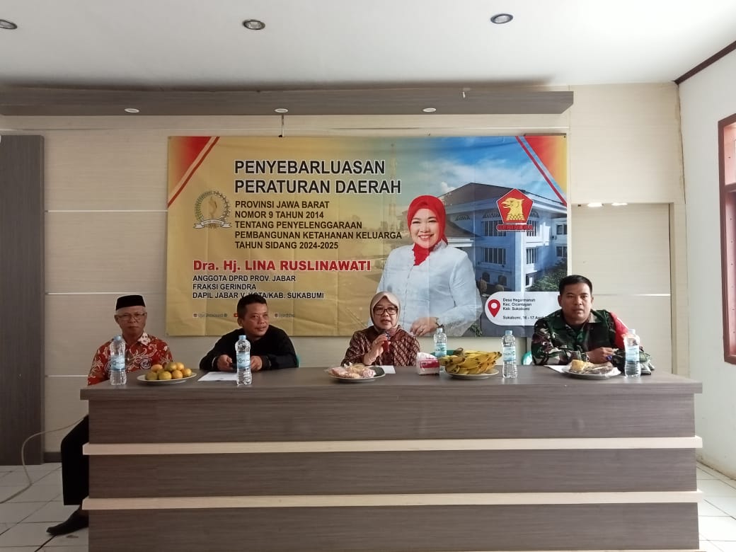 Anggota DPRD Provinsi Jawa Barat, Dra. Hj. Lina Ruslinawati, melaksanakan kegiatan sosialisasi penyebarluasan Peraturan Daerah (Perda) Provinsi Jawa Barat Nomor 9 Tahun 2014 tentang Penyelenggaraan Ketahanan Keluarga.