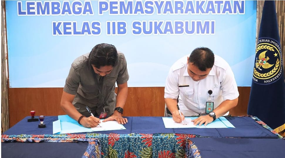 KERJASAMA: Lapas Kelas IIB Sukabumi menjalin kerja sama dengan PT Lintas Angkasa Dunia untuk penyediaan fasilitas Wartel dan layanan Video Call bagi warga binaan, Rabu (23/4).(Foto: ist)