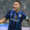 Penyerang Inter Milan asal Argentina #10 Lautaro Martinez merayakan gol pertama timnya dalam pertandingan sepak bola Serie A Italia antara Inter Milan dan Empoli di Stadion San Siro di Milan pada 19 Januari 2025. (AFP/Alber)