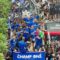 Para pemain Persib Bandung saat melakukan arak-arakan menggunakan kendaraan bus Bandung On The Tour (Bandros) dari Gerbang Tol Pasteur menuju titik akhir di Gedung Sate, Kota Bandung, Sabtu (1/6/2024). (Rubby Jovan)