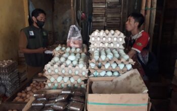 BERJUALAN: Salah seorang pedagang di Pasar Gudang dan Pasar Pelita Kota Sukabumi, saat berjualan, Jumat (9/5).(Foto : ist)