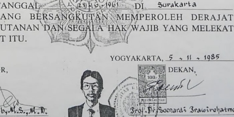 Fotokopi ijazah Presiden RI ke-7 Joko Widodo alias Jokowi/Ist