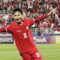 Pesepak bola Timnas Indonesia U-23 Witan Sulaeman berselebrasi usai mencetak gol ke gawang Timnas Yordania U-23 pada Kualifikasi Grup A Piala Asia U-23 2024 di Stadion Abdullah bin Khalifa, Doha, Minggu (21/4/2024). . (PSSI).