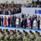 Presiden Prabowo Subianto menyaksikan kontingen Satgas Patriot II TNI-Polri berparade dalam perayaan hari nasional Prancis Hari Bastille di Champs-Élysées, Paris, Prancis, Senin (14/7/2025). (Tim Media Presiden Prabowo Subianto)