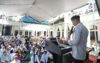 Wali Kota Sukabumi, Ayep Zaki, menghadiri peringatan Milad ke-91 Pondok Pesantren Syamsul Ulum Gunungpuyuh sekaligus Haul ke-75 Mama Ajengan KH Ahmad Sanusi, Sabtu (19/7).