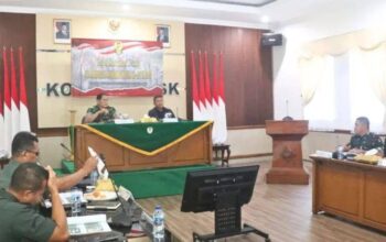 RAKOR : Wakil Bupati Sukabumi, Andreas saat Rakernis TMMD ke-125 di Markas Korem 061/Suryakencana, Bogor, pada Kamis (10/07).