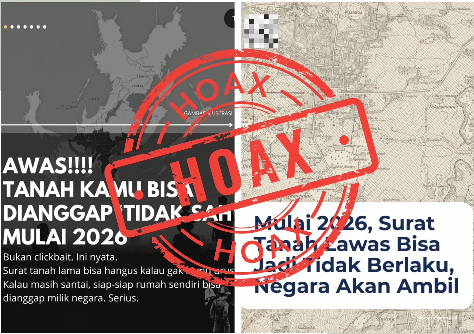 Cek Fakta masyarakat di sejumlah daerah diresahkan oleh kabar yang menyebutkan bahwa tanah-tanah yang belum bersertipikat, termasuk yang masih menggunakan girik