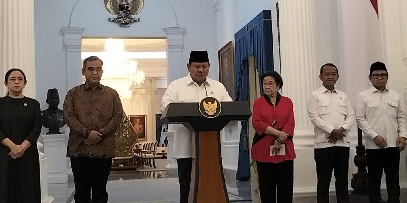 Presiden Prabowo Subianto dan sejumlah ketua umum partai di Istana Merdeka, Jakarta, Minggu, 31 Agustus 2025 (Hani Fatunnisa)
