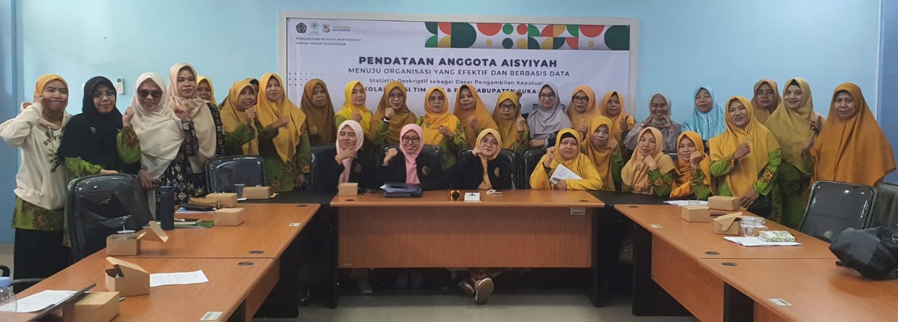 Universitas Muhammadiyah Sukabumi (UMMI) bersama Pimpinan Daerah Aisyiyah Kabupaten Sukabumi menggelar kegiatan pengabdian masyarakat bertema “Pendataan Anggota Aisyiyah Menuju Organisasi Efektif dan Berbasis Data”.