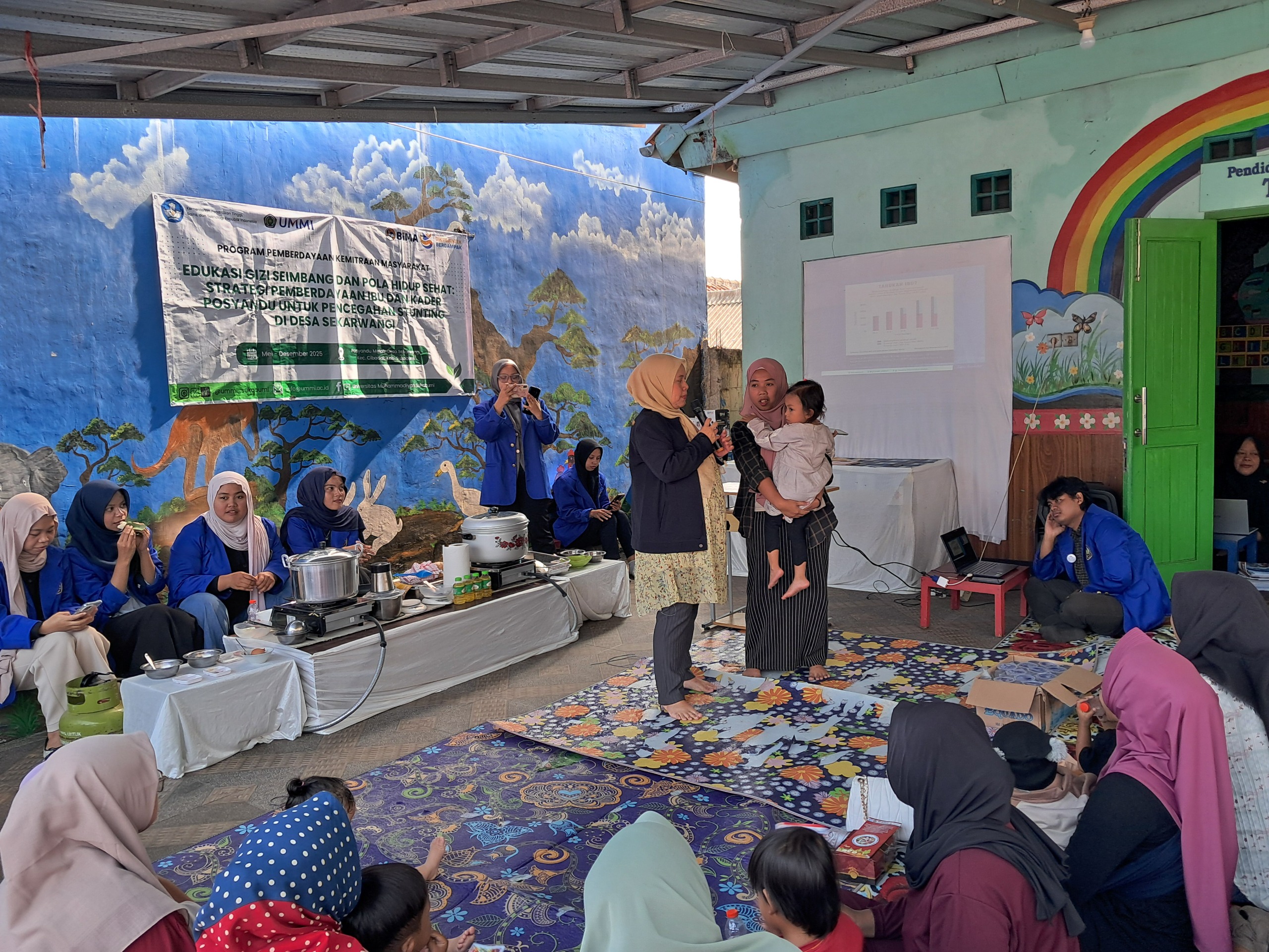 5. Kegiatan ini berlangsung di Posyandu Melati, Desa Sekarwangi, Kecamatan Cibadak, dengan fokus utama pada pencegahan stunting dan peningkatan kualitas kesehatan masyarakat.