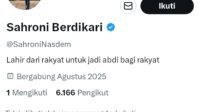 Fraksi NasDem Klarifikasi: Akun ‘Sahroni Berdikari’ Bukan Milik Ahmad Sahroni