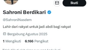 Fraksi NasDem Klarifikasi: Akun ‘Sahroni Berdikari’ Bukan Milik Ahmad Sahroni