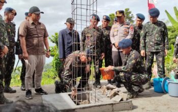 FOTO ; NANDI/RADARSUKABUMI Suasana kegiatan peletakan Batu Pertama Tugu Pelopor di Bukit Senyum Palabuhanratu Sukabumi. Jumat (7/11/2025).