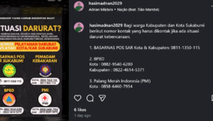Sebar Nomor Darurat Bencana, Hasim Adnan: Semoga Kita Terhindar dari Marabahay