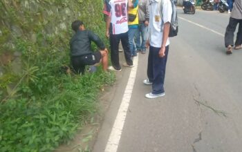 Lokasi kecelakaan lalu lintas tunggal di ruas Jalan Kiaradua Bagbagan, Kecamatan Simpenan,