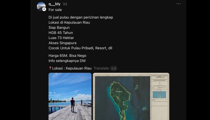 Viral! Pulau Katang di Kepri Ditawarkan Rp65 Miliar di Medsos