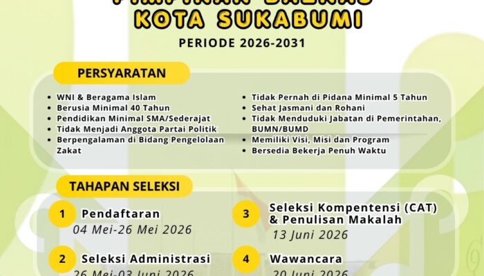 Pansel Buka Seleksi Pimpinan BAZNAS Kota Sukabumi 2026-2031