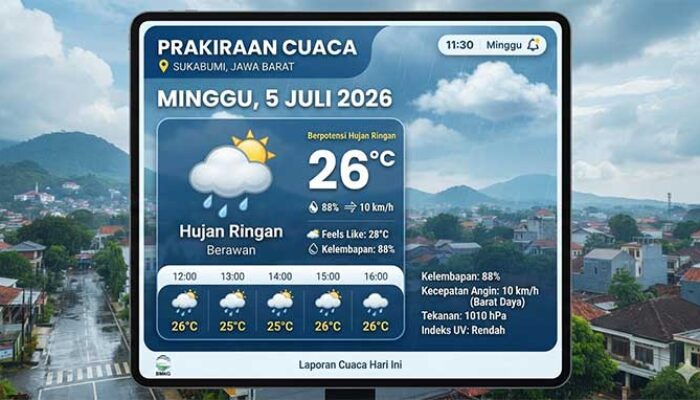 Prakiraan Cuaca Sukabumi Minggu 5 Juli 2026