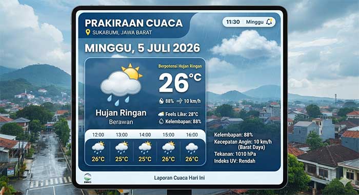 Prakiraan Cuaca Sukabumi-Minggu-5 Juli 2026