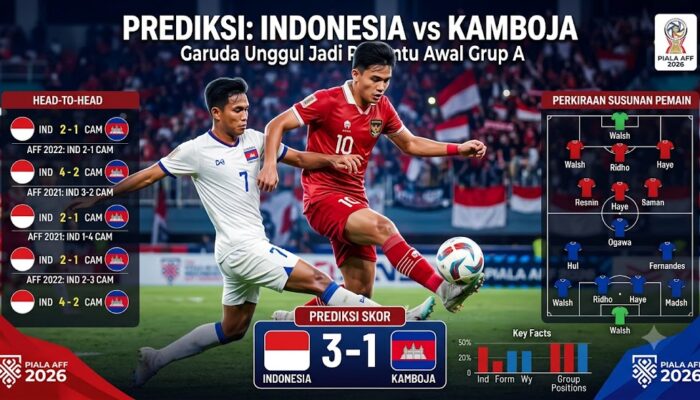 Prediksi Indonesia vs Kamboja, Garuda Unggul jadi Penentu Awal Grup A
